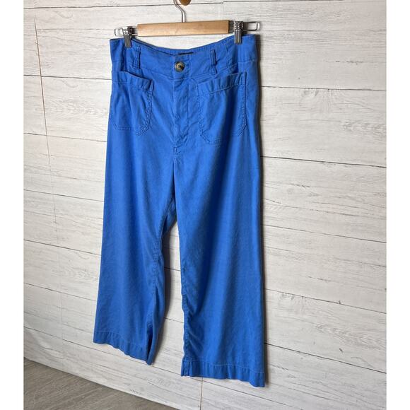 Anthropologie Maeve Pants Womens Size 30 Bright Blue The Collette Linen Wide Leg - Picture 6 of 16